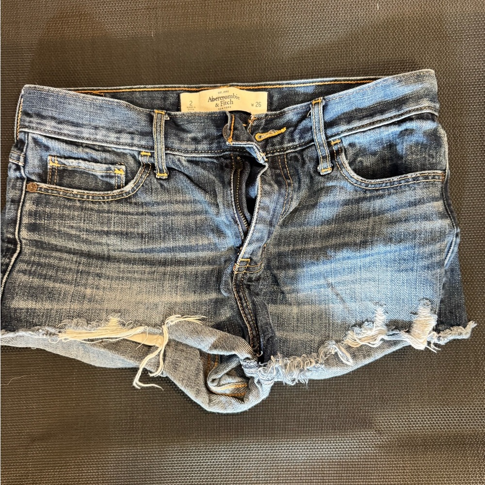 Abercrombie & Fitch Blue Frayed Denim Shorts